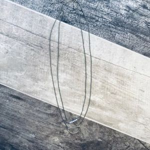 Simple silver dual chain necklace